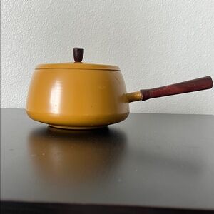 Vintage MCM Yellow Mustard Fondue Pot